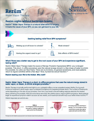 Rezūm™ Water Vapor Therapy patient brochure thumbnail.