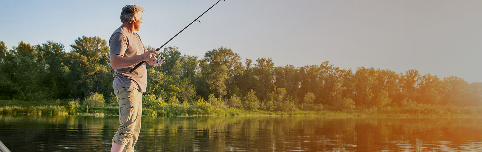 Man fishing in water